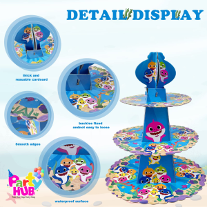 3 Tier Baby Shark Cupcake Stand - Image 3